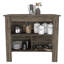 Delos Kitchen Island, Four Legs, Three Shelves, Dark Brown