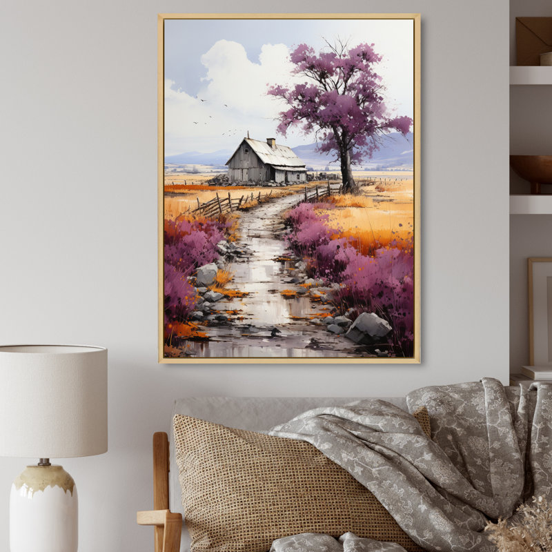 Héritage mauve campagnard, H 20 po x l 12 po x P 1 po, Toile naturelle avec cadre flottant