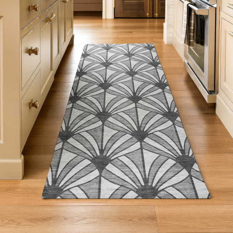 Premium Machine Washable Mayfield AMF2426 Striped Rug, Gray, 2'3" x 7'6" Runner