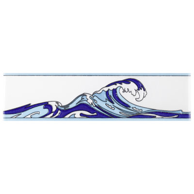 Garniture de spécialité en céramique brillante bleu / blanc Captain Kanagawa Wave 2 po x 8 po