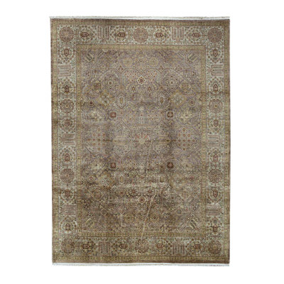 Tapis brun / gris noué à la main