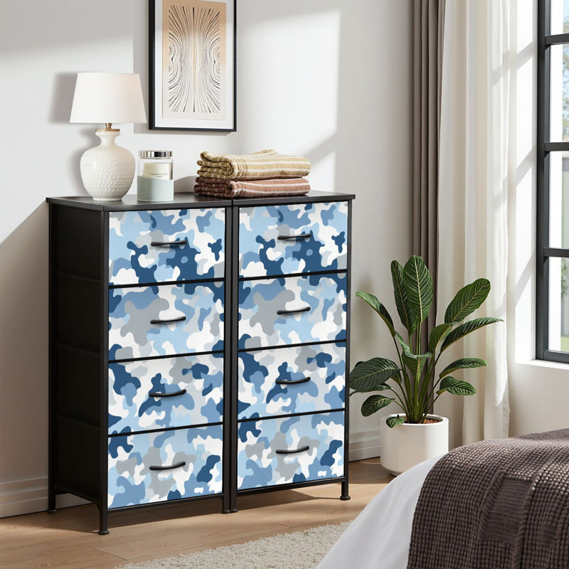 4 Drawer Dresser for Bedroom, Narrow Chest of Drawers, Wooden Top and Study Iron Frame 18"x37.5"-(WxH)