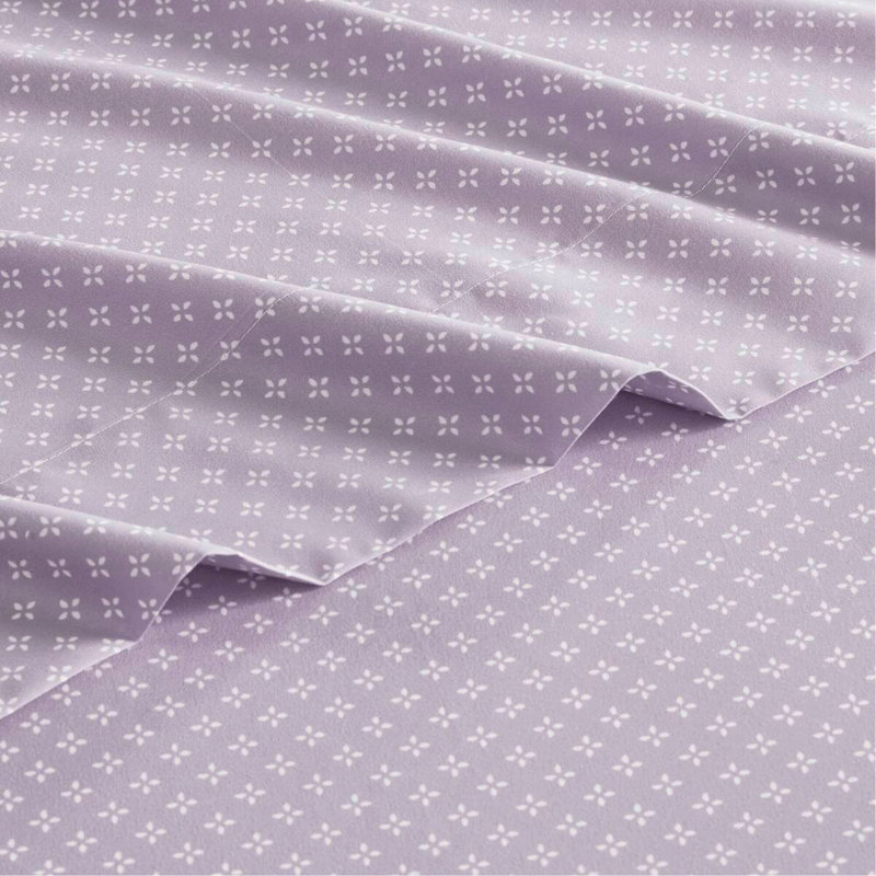 Ensemble d'édredon floral avec draps, Taupe / lilas, Grand édredon et 6 pièces supplémentaires