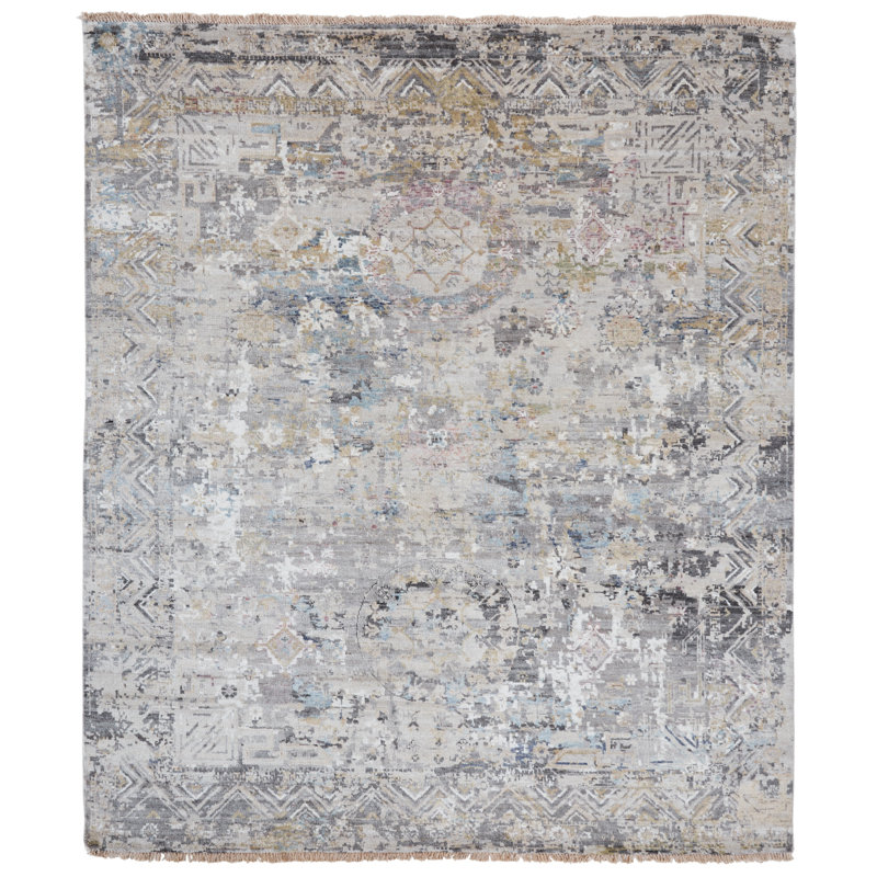 Labarbera Pearl Sand Hand-Knotted Area Rug, Rectangle 10' x 14'