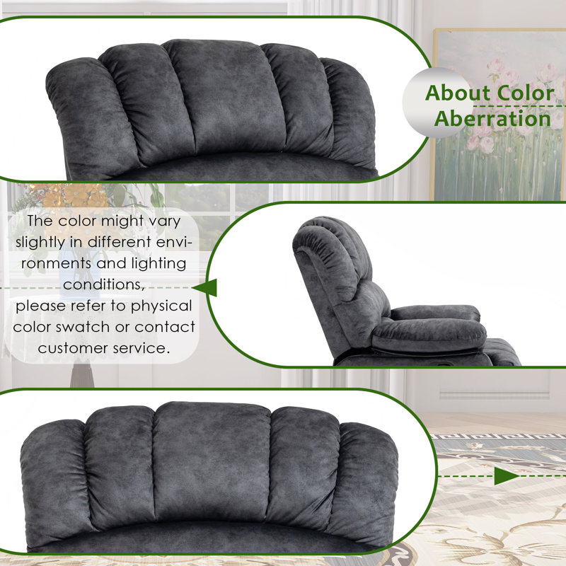 Brisen 40" Wide Oversize Upholstery Manual Recliner, Dark Gray Microfiber
