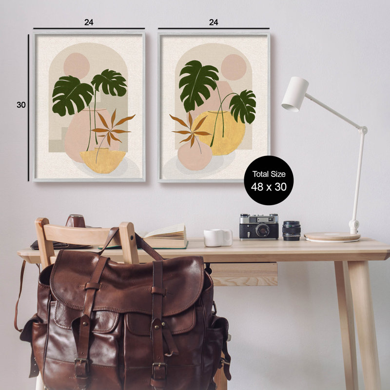 Boho Monstera Archway Landscape, ensemble de 2 giclées encadrées par Janet Tava, H 30 po x l 24 po x P 1,5 po