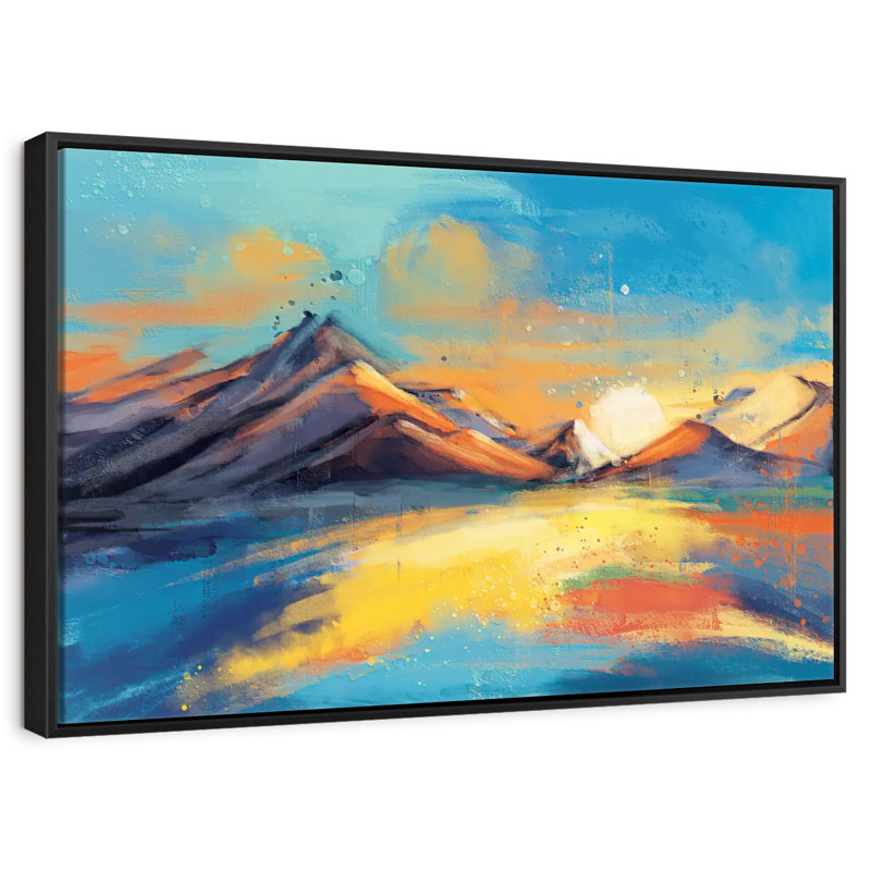 Coucher de soleil, paysage de Quenby, Cadre flottant noir, 31 po x 21 po
