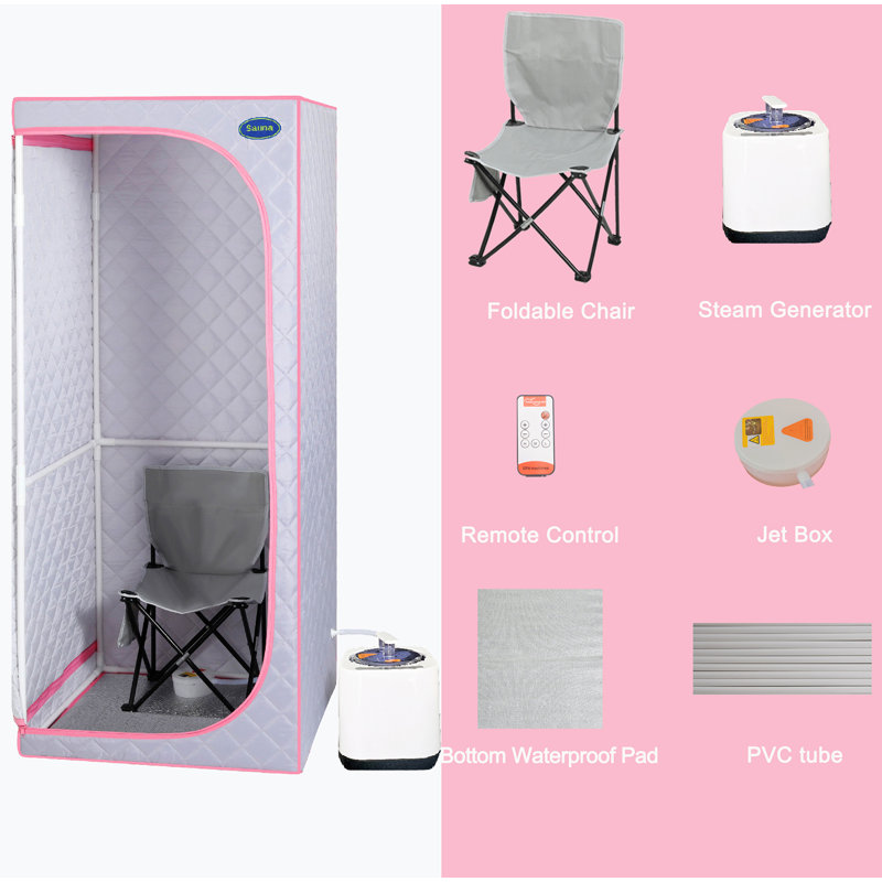 Novobey Portable Traditional Steam Sauna with Remote Control, Grey/Pink