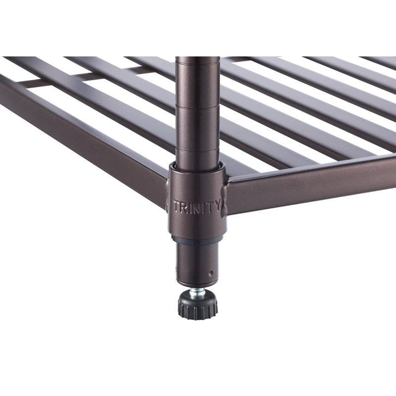 Adjustable Black 3-Tier Metal Slat Shelving Rack