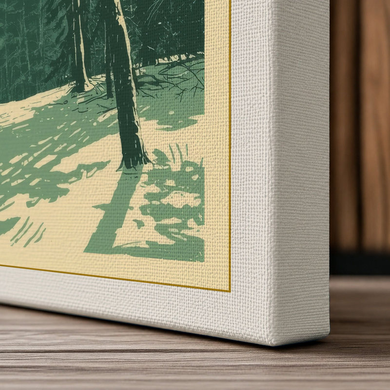 Winter Forest Path Scandinavian - Wrapped Canvas, 18x12 - 45.7 x 30.5 cm, Cream Border