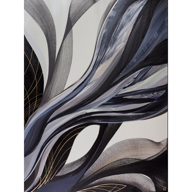 Magnolia Champaca Print by Novi Lim, 38" H x 50" W x 2" D, Black Floater Framed Canvas, No Mat