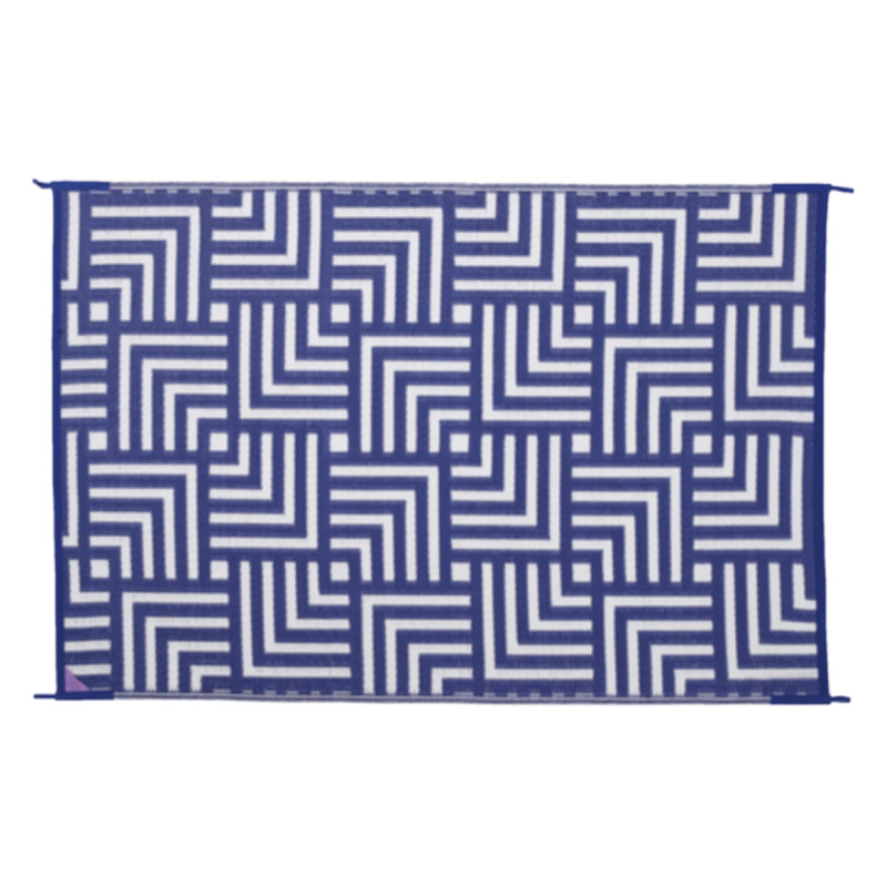 Panama Geometric Doormat, 48" W x 72" L, Navy Blue