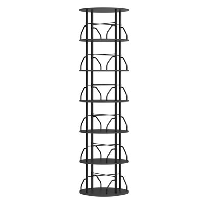 Rotating 360° Bookshelf Tower, Stackable Spinning Bookcase, Space‑Saving Revolving Round Shelf, Floor Standing Swivel Corner Organizer