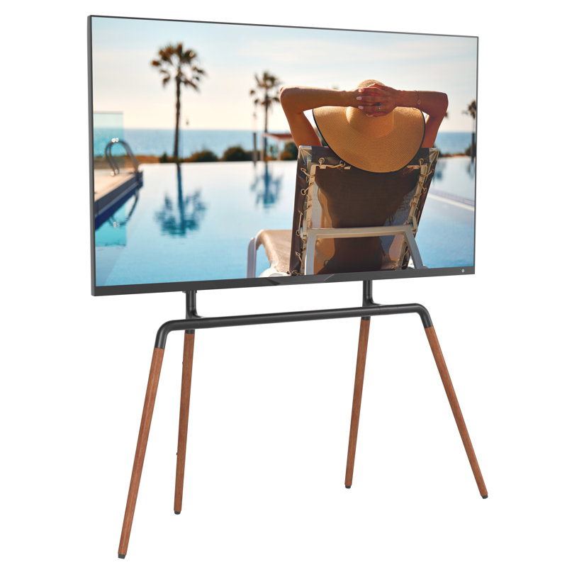 Black and Wood Easel TV Stand with Mount for 42"-84" TVs