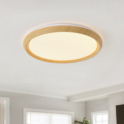 Plafonnier encastré à DEL à intensité variable en bois, luminaire rond moderne près du plafond 5CCT 3000K-6000K pour la chambre à coucher, la cuisine, le couloir et la salle de lavage