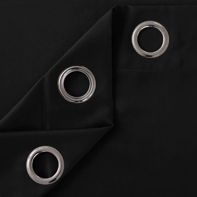 My Home Store Ultra-Soft Blackout Curtains Enguerran with Eyelets and Tie Backs, Black, 228 W x 137cm D