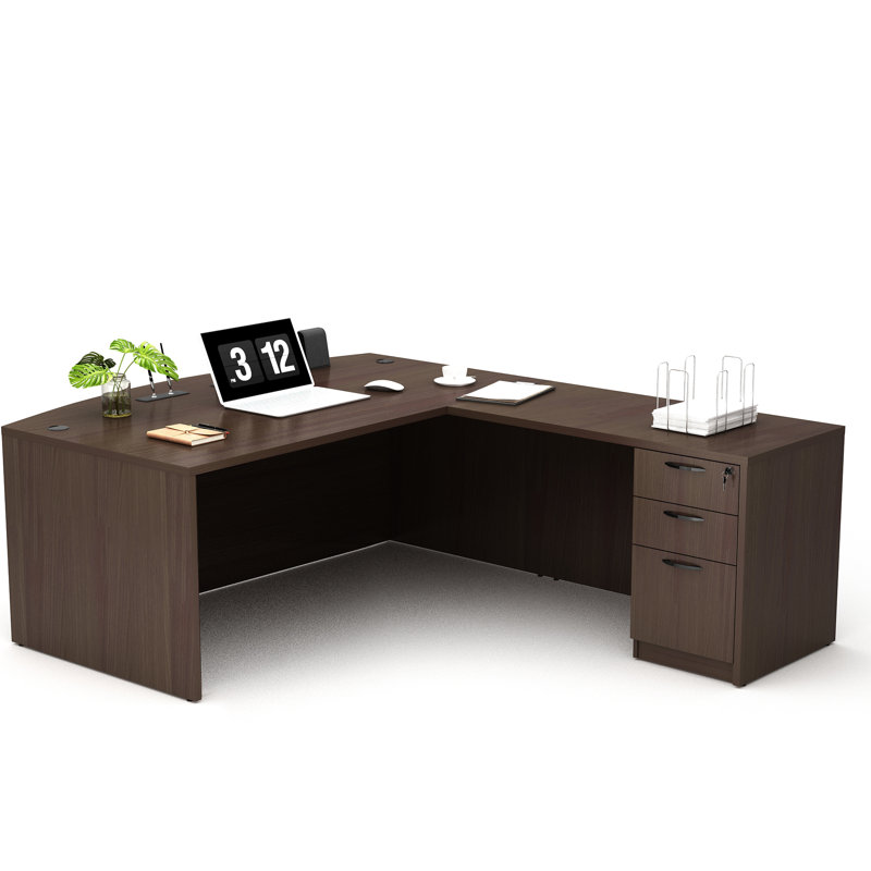 L-Shaped Executive Desk, Brown