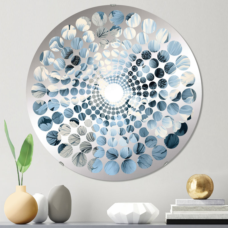 Coquelicot bleu et gris Euphoria - Miroir décoratif à points radiaux MIR109295, 23,6 po x 23,6 po