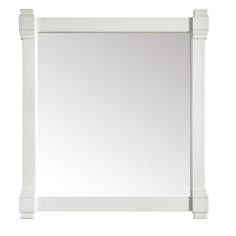 Brittany Flat Beveled Wall Mirror, 39.25" x 22", Bright White