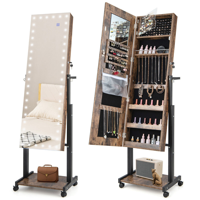 Arbell Freestanding Jewelry Armoire, Brown