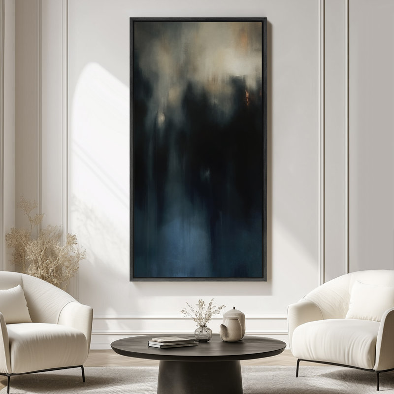 Horizon profond avec des tons brumeux foncés - grande impression sur toile encadrée de la chambre principale, Noir