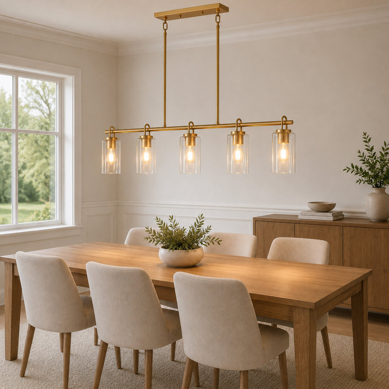 5 - Light 41.3'' W Linear Kitchen Island Pendant Clear Glass