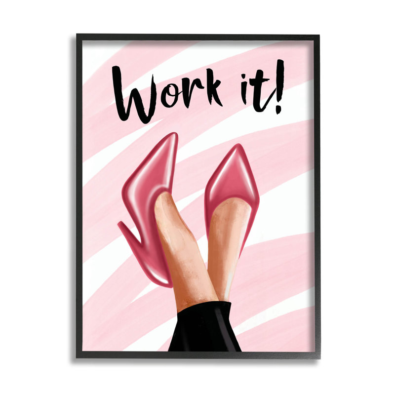 «Work It Fashion Heels», estampe numérique par Elizabeth Tyndall, H 14 po x l 11 po x P 1,5 po, Giclée encadrée noir minuit