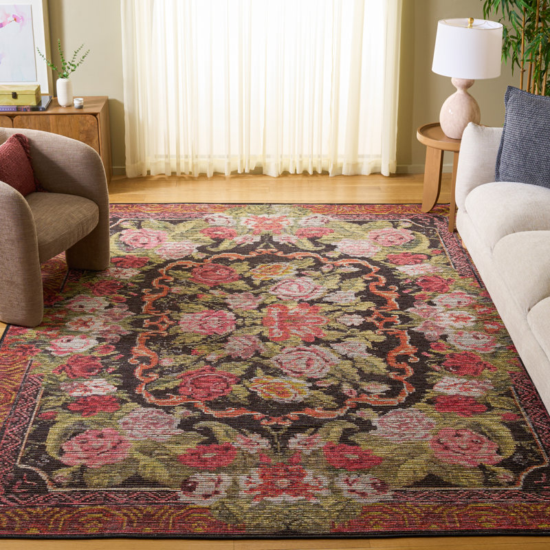 Tapis floral lavable à la machine Besarabian Performance, Rectangulaire 8 pi x 10 pi