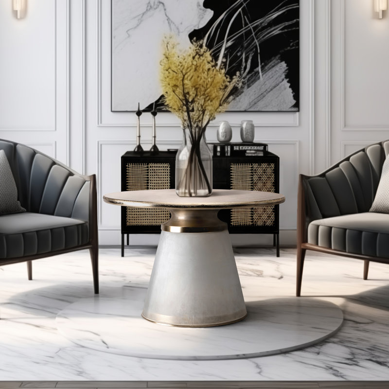 Nebular Round Coffee Table, 17" H x 24" W x 24" D, Clear/frost