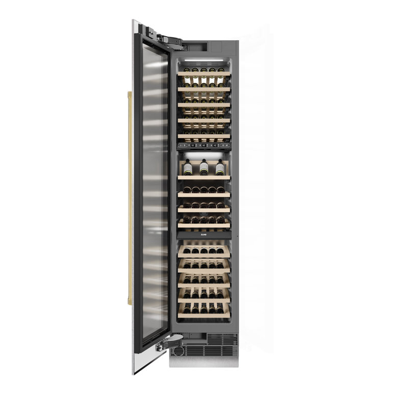 ZLINE Autograph 18 in. White Matte 68 Bottle Right Hinge Column Wine Cooler with Bronze Accents, Right Handed, Gold