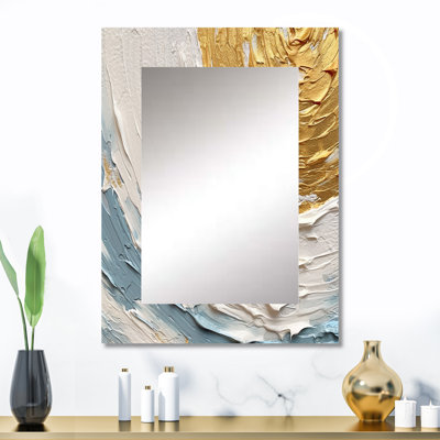 Gold and Blue Vibrant Spirals II - Modern Rectangular Wall Mirror