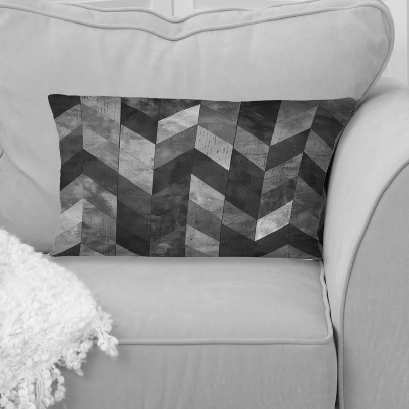 Coussin lombaire gris moderne à chevrons VI
