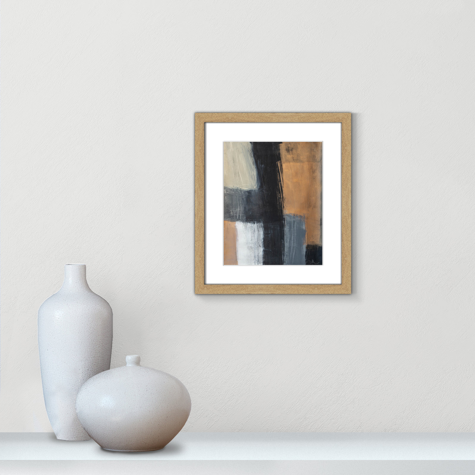 Metallic Slate II by Casa Fine Arts, Natural Woodgrain Picture Framed, 15" H x 13" W x 1.25" D