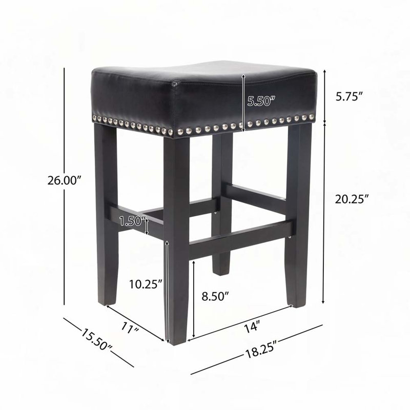 Tabourets de bar en cuir sans dossier, Noir, Tabouret de comptoir (siège d'une hauteur de 26 p
