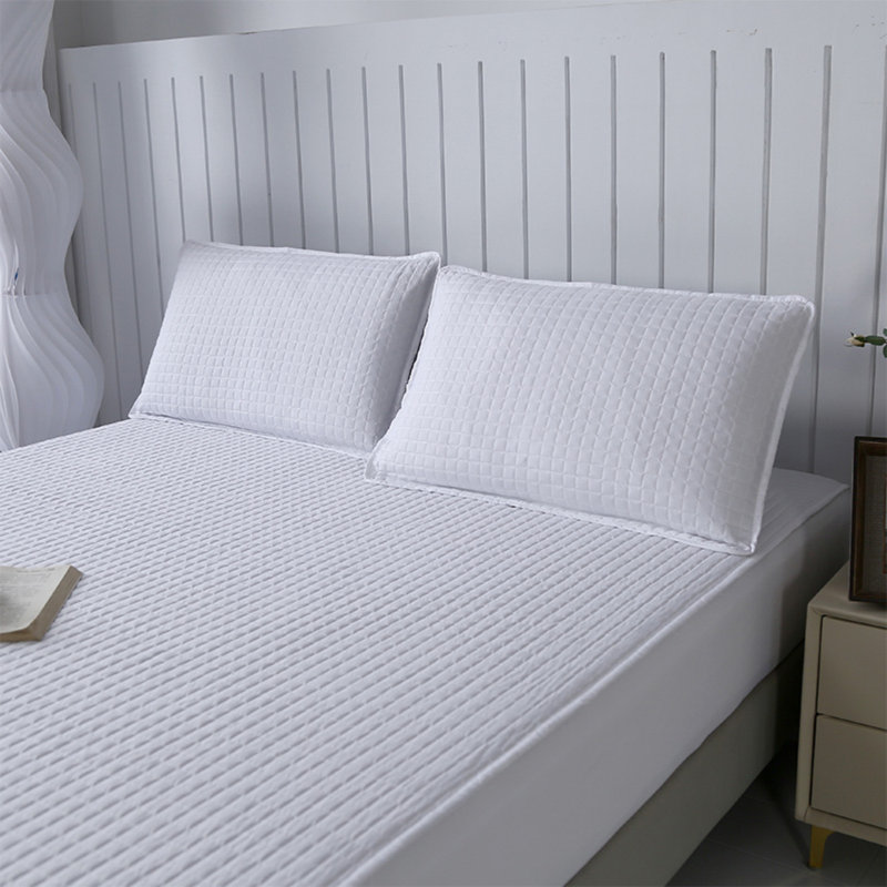 Quilted Fitted Sheet - White - 198×203Cm, King Fitted Sheet, White