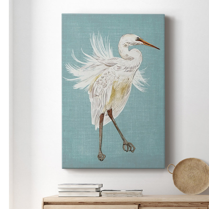 Toile tendue avec châssis Heron Plumage III - prêt à accrocher, H 18 po x l 12 po x P 1,5 po, No Mat, Toile tendue