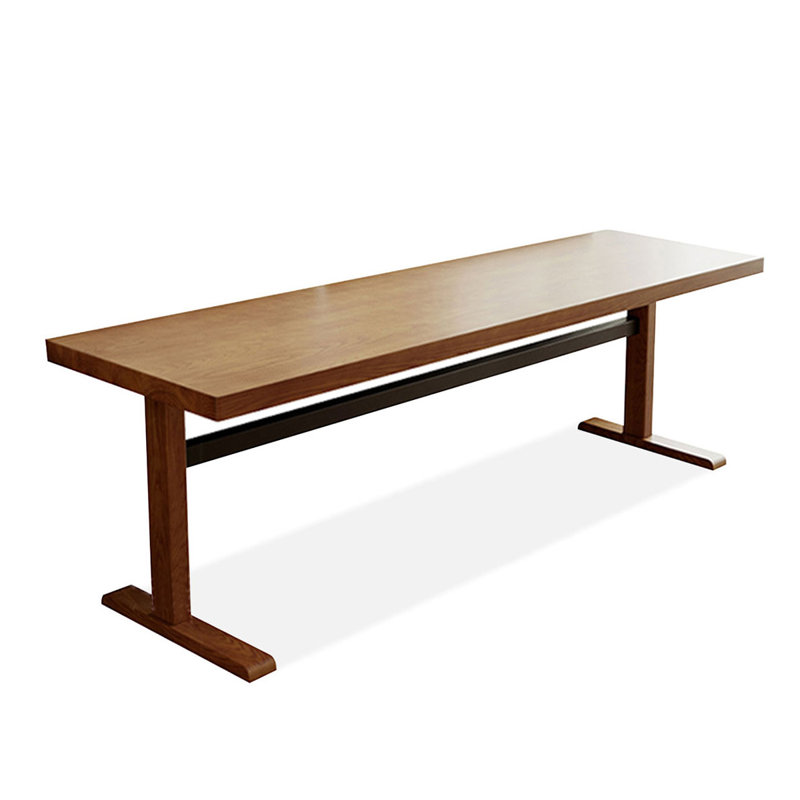 Bureau rectangulaire en bois massif noyer clair, H 29,53 po x l 86,61 po x P 27,56 po