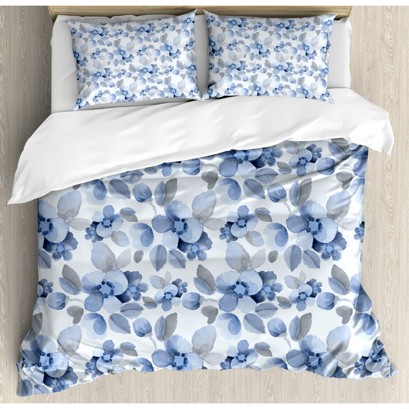 Traditional Polyester Floral Duvet Cover, Queen