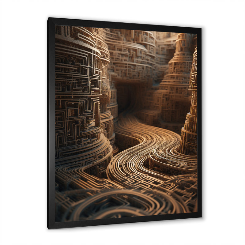 «Unraveling The Gold Labyrinth Mystery», reproduction sur toile, Cadre simple noir, H 44 po x l 34 po x P 1,5 po