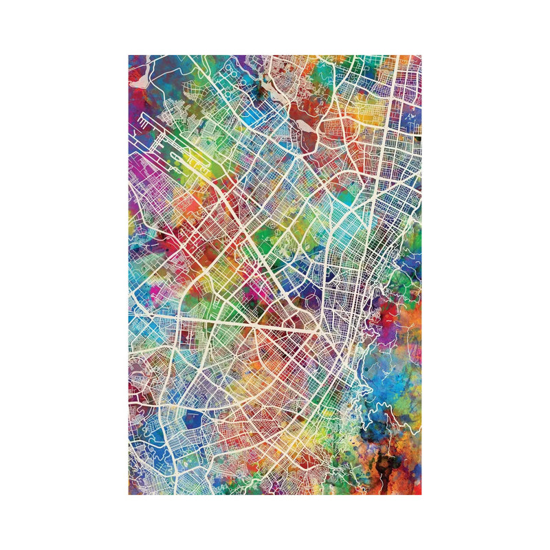 Bogota Colombia City Map I by Michael Tompsett - Wrapped Canvas Gallery-Wrapped Canvas Giclée, 20.32 cm H x 30.48 cm W