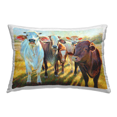 Cows in Pasture Outdoor Printed Pillow by Rita Kirkman