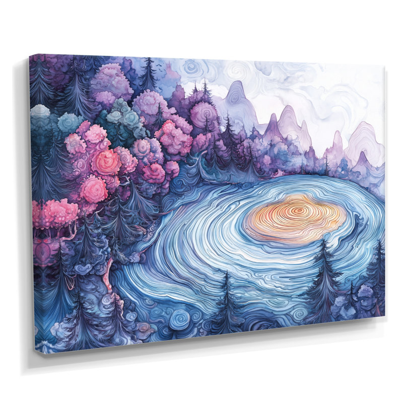 Ireles forêt rose Cyrstal ondule à travers les bois I - art mural forêt, H 16 po x l 32 po, Toile tendue, Ne s'applique pas