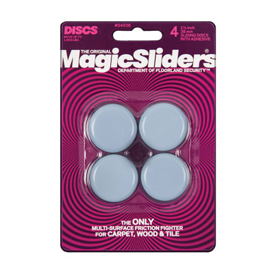 Magic Sliders 1.5 in. Adhesive Plastic Sliding Discs in Gray 4 Pack