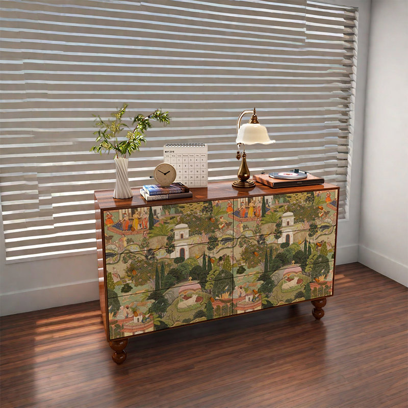 Buffet avec six tiroirs de rangement, Noyer