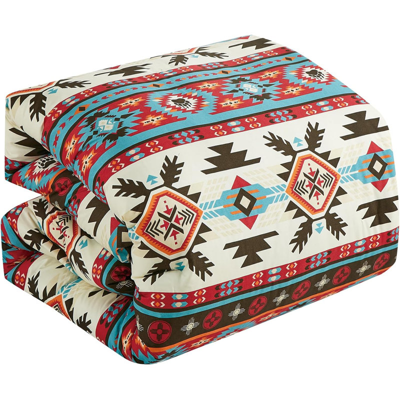 King Multicolor Southwestern Geometric Microfiber Comforter Set