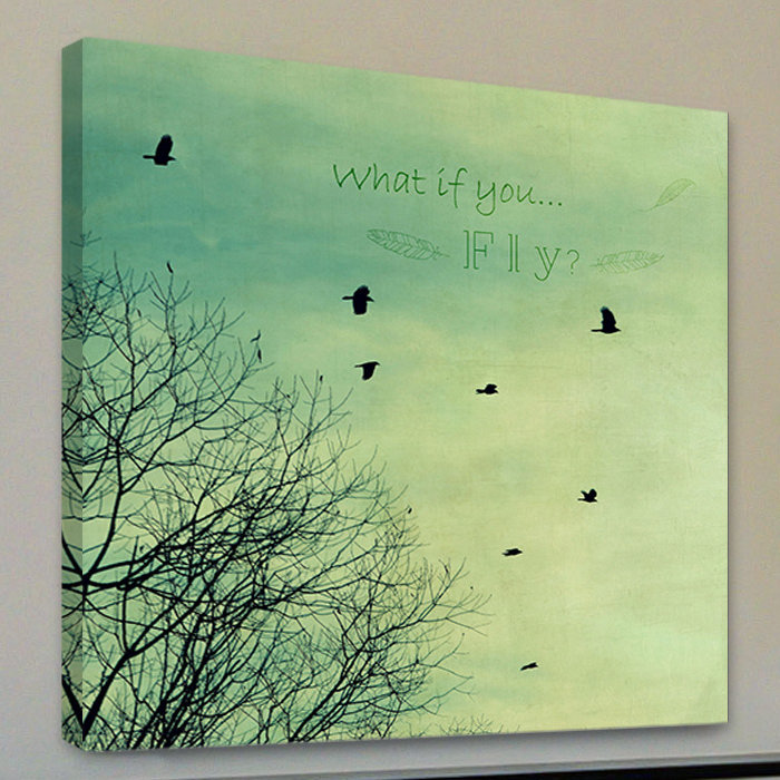 Reproduction d’art sur toile tendue, "what if you you fly" par robin, H 32 po x l 32 po x P 1,5 po