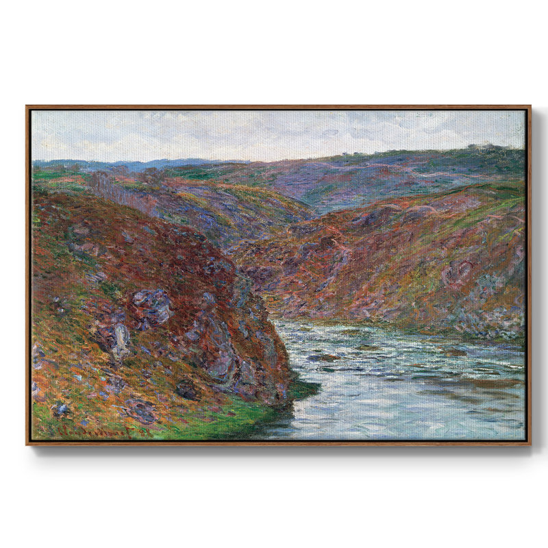 Monet, reproduction d'art encadrée sur toile par Claude Monet, H 25 po x l 37 po x P 2 po, Noyer