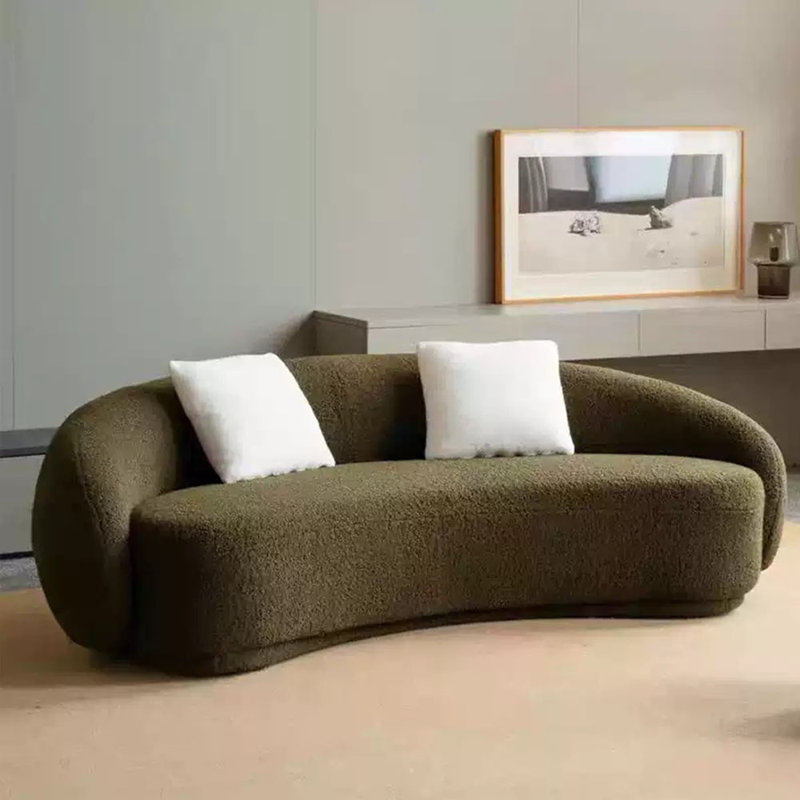 Canapé en velours rond vert d'armée, H 27,56 po x l 94,49 po x P 35,43 po, 4