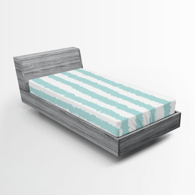 Ambesonne Fitted Sheet 2-Pack, Seafoam/White Striped, Twin XL Fitted Sheet
