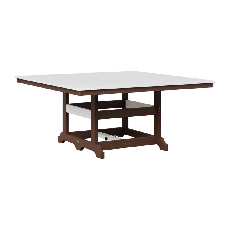 Garden Classic Outdoor Square Dining Table, Chocolate Brown, White